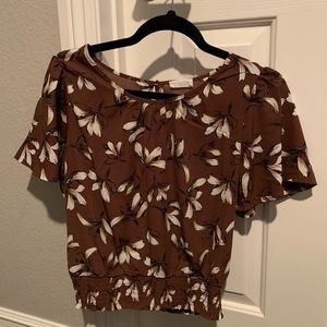 Brown floral blouse